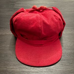 Vintage Red Corduroy Hunters Hat with Insulation Hat, 7 1/2